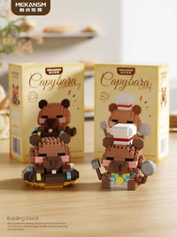 Bread Maker Cute Capybara Baking Bread Series Mini Building Toy Kawaii Animals Set Micro Adorable Pet Buildings Small Bricks Gifts Toys