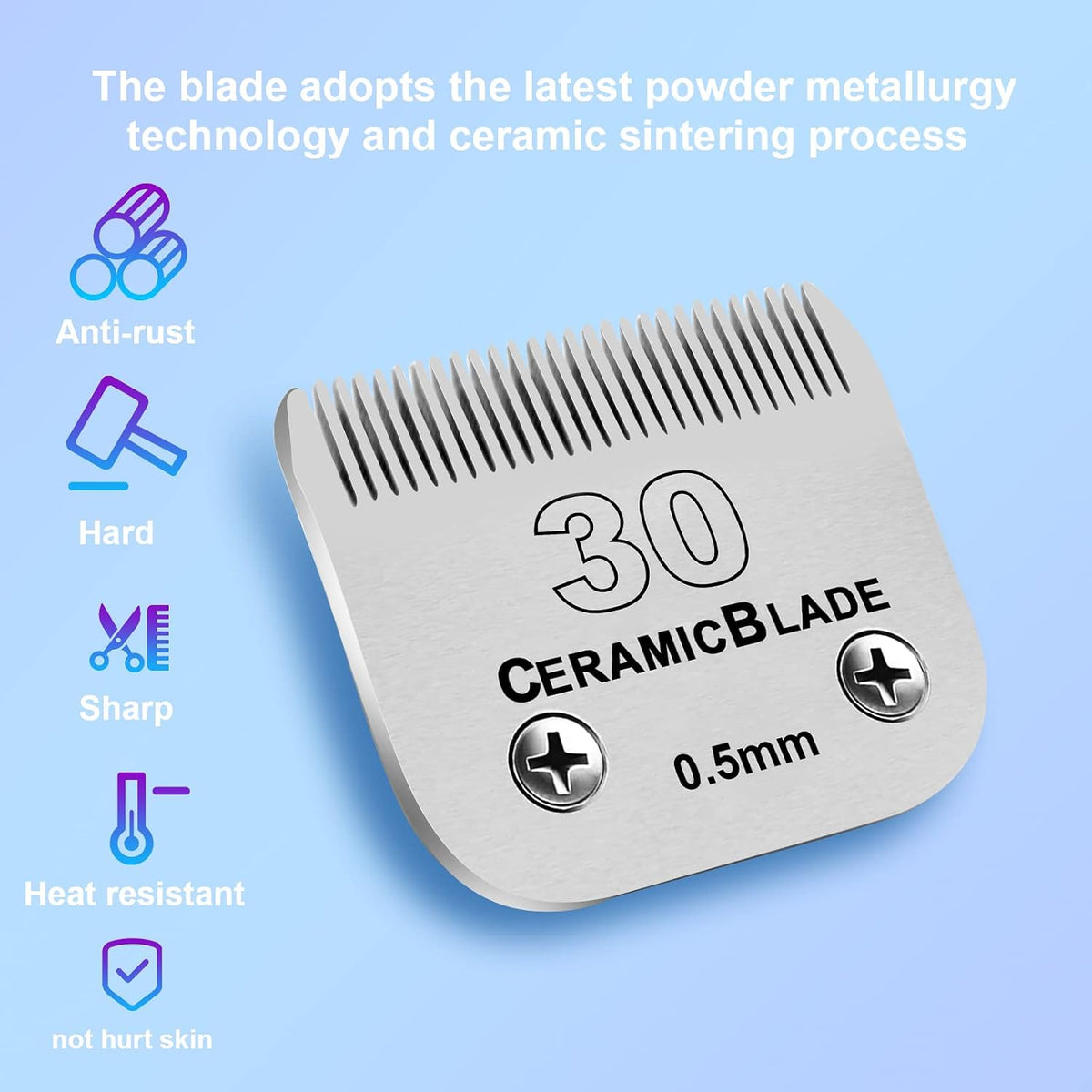 10# Grooming Ceramic Pet Clipper Blades Compatible with Andis & Oster - Silver / 8 piece set - image 2