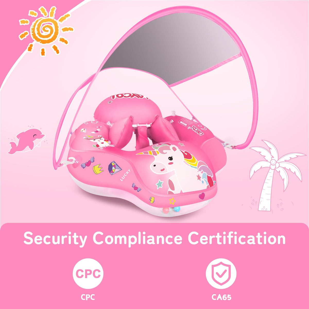 Baby Pool Float with Canopy UPF50+ - Unicorn update / Large - image 3