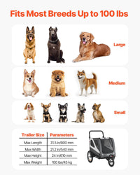 VEVOR Dog Bike Trailer, 2-in-1 Bicycle Carrier Supports up to – Essentials for Dogs - image 3