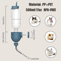 Pet Water Bottle for Cage Crate 17oz Non-Drip Water Dispenser for Small Animal Rabbit Bunny Guinea Pig Chinchilla Ferret Squirrel Hedgehog (Blue, 17oz)