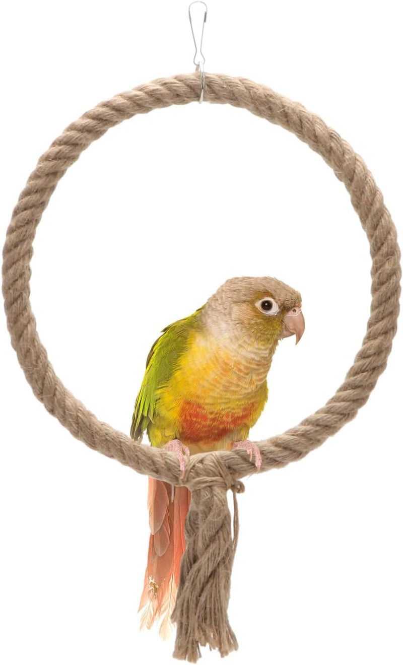 Bird Rope Swing Toy Parrot Climbing Perch Stand for Cockatiel Conure - B: Round
