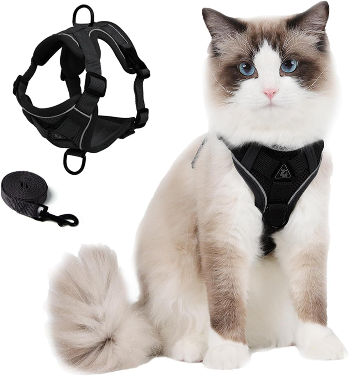 Skmeditec Cat Harness and Leash Set: Upgraded Escape Proof Vest - Black / XL