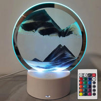 rysnwsu Moving Sand Art Picture Round Glass 3D Deep Sea Sandscape - Black / RC-Control