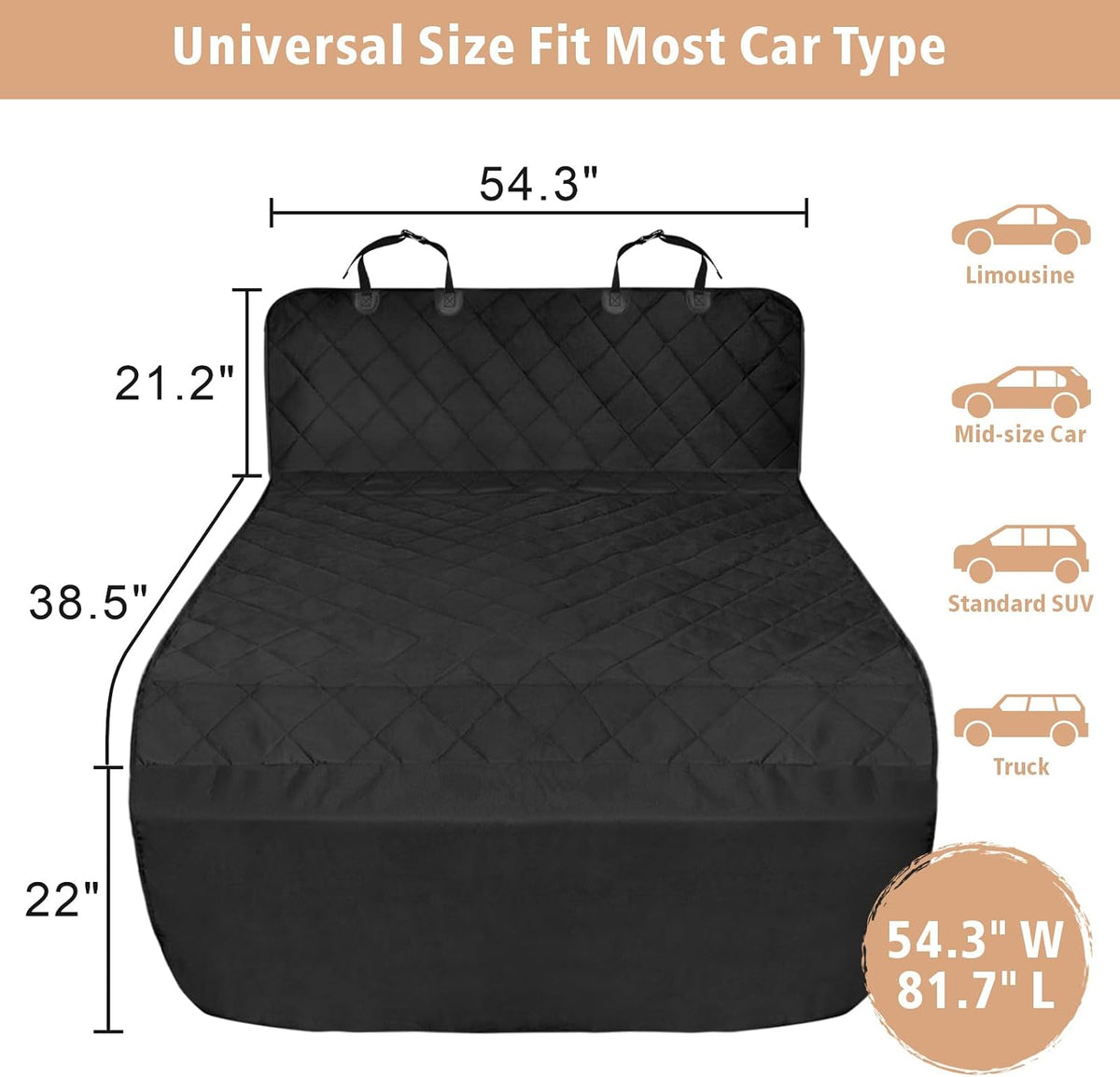 F-color SUV Cargo Liner for Dogs - Black / Medium - 81" Long - image 2
