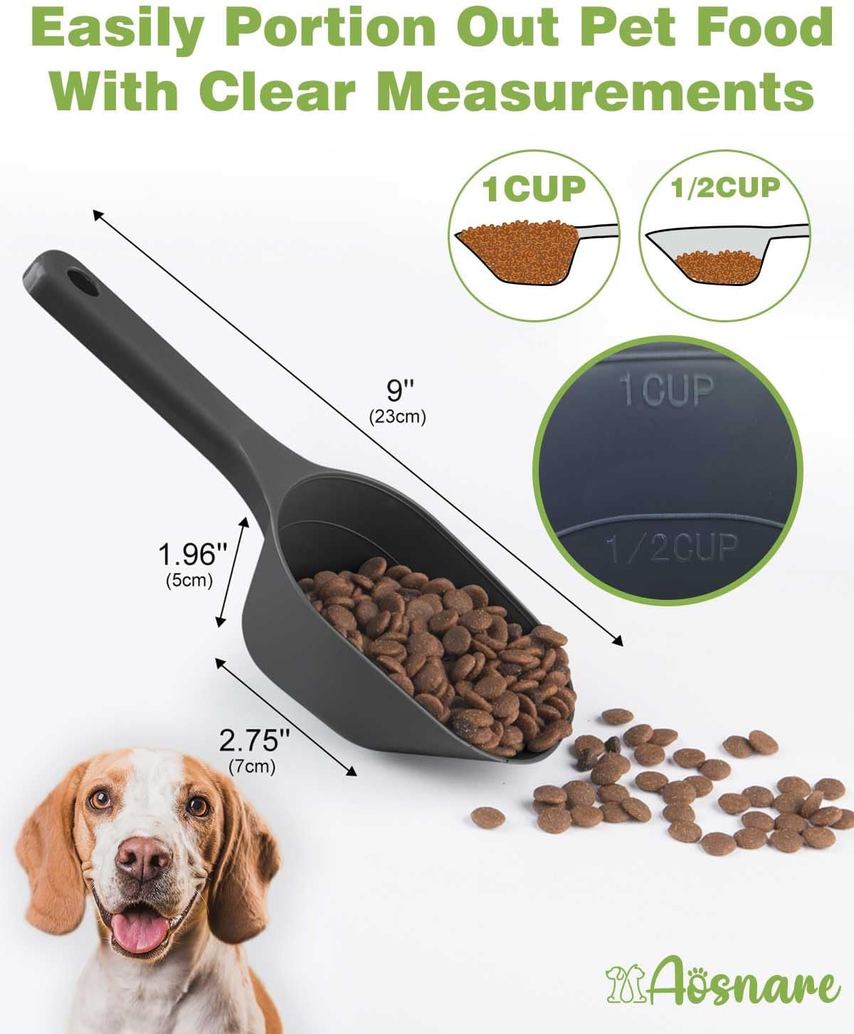 2 PACK Dog Food Scoop,1 Cup Capacity Pet Food Scoop For Dog and Cat – Essentials for Dogs - Black and Blue - image 2