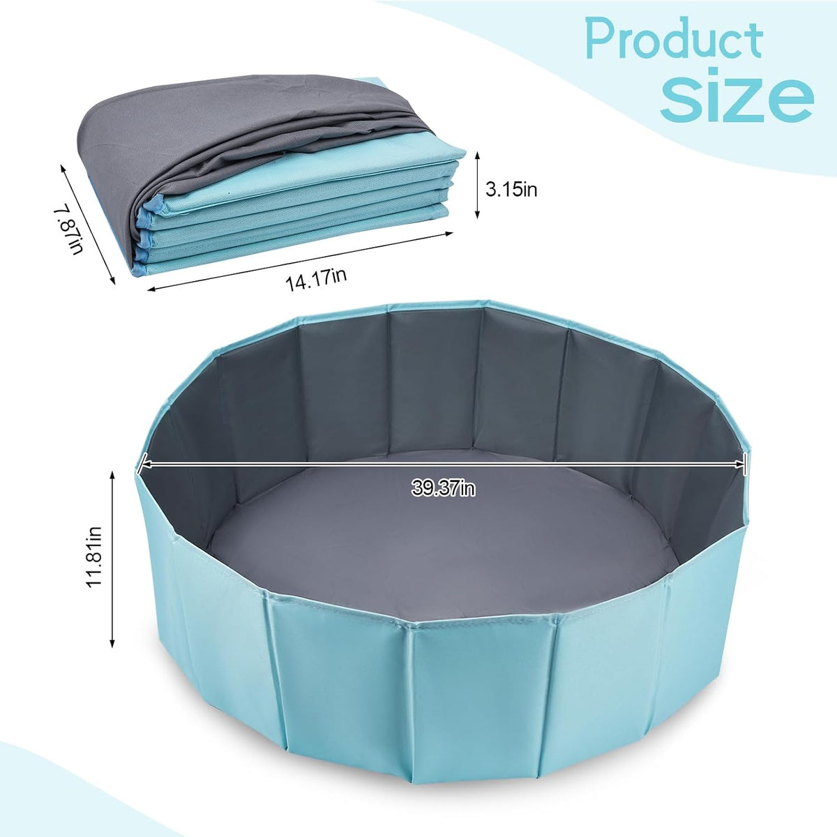 Dog Ball Pit Foldable 39.37 inches in Diameter, No Ball Included - Blue / Medium - image 2