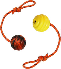 K9 Training Ball with Rope, Exercise and Reward Toy for Dogs - Orange and Yellow - image 2