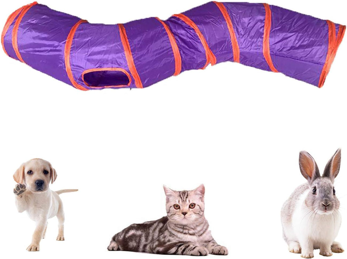 iCAGY Cat Tunnel Toys for Indoor Cats Kittens Rabbits - 47" (Shape S) / Purple - image 3