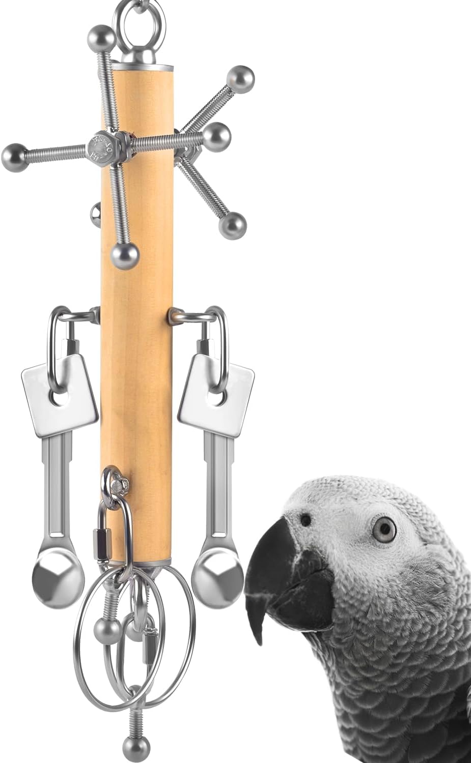 KATUMO Bird Toys, Parrot Pull Spoons - Yellow+Silvery