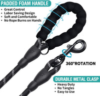 COOYOO 2 Pack Dog Leash 5 FT Heavy Duty - 1/2"x 5 FT (18~120 lbs.) / Set 5-Black+Grey - image 3