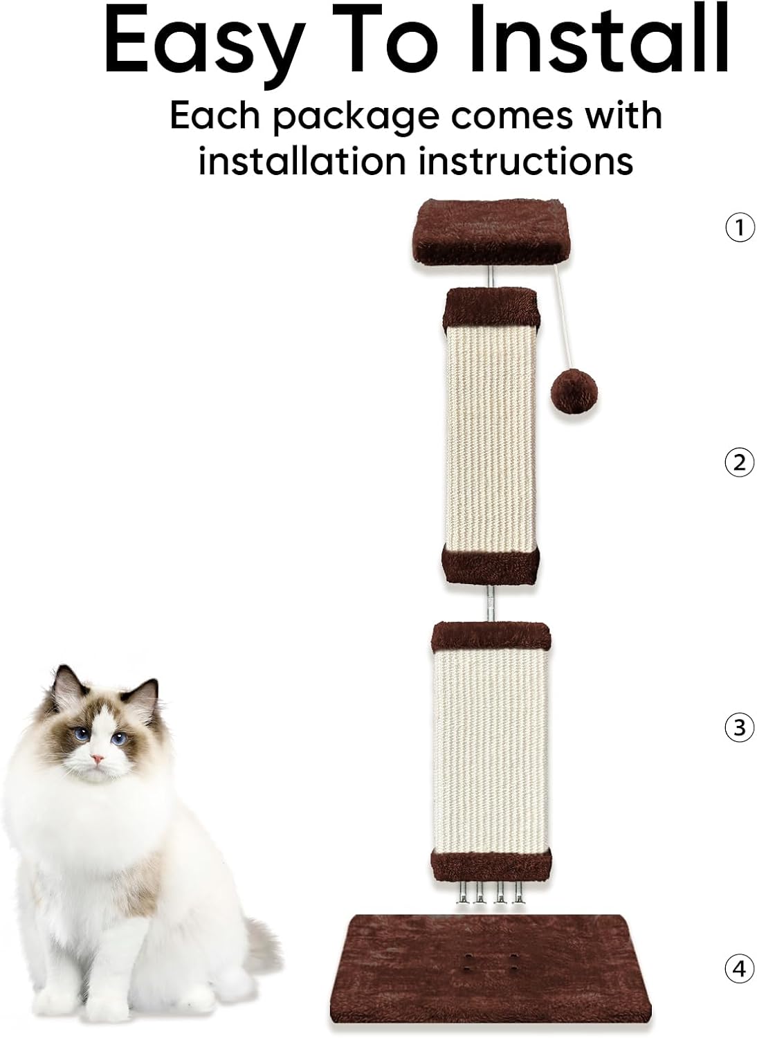 Cat Scratching Post for Indoor Cats - Brown / Scratcher only - image 4