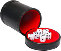 Leatherette Dice Cup with Lid Includes 6 Dices - Red