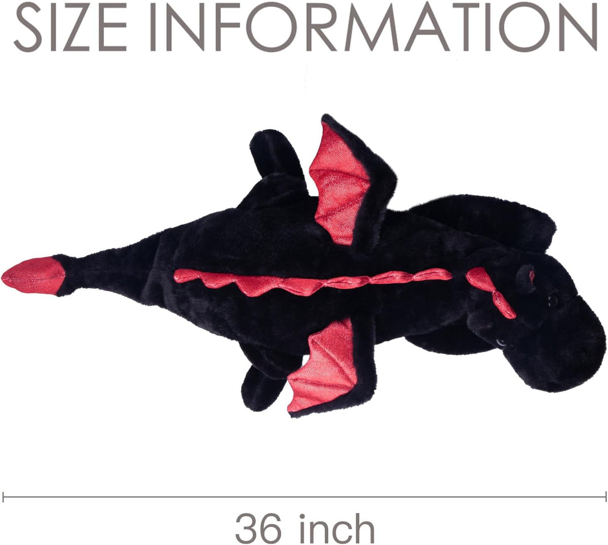 ARELUX Large 36in Cute Dragon Stuffed Animals Plush Toy Soft Matcha - Black / 36inch - image 2