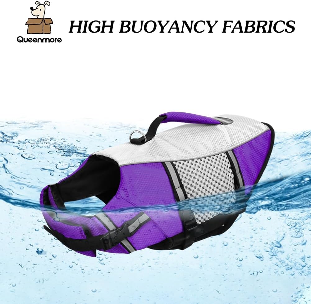 Dog Life Jacket, Small Float Vest for Swimming Boating Kayaking - Medium / Purple - image 2