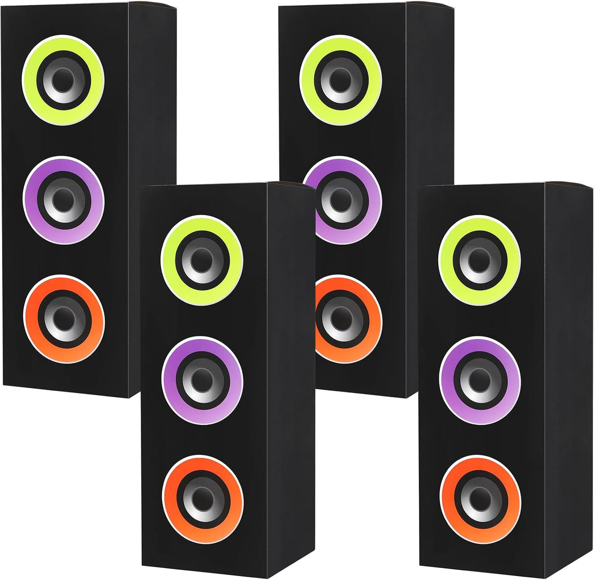 Humyoun 4 piece 80s 90s paper boombox party decoration boxes in colorful print