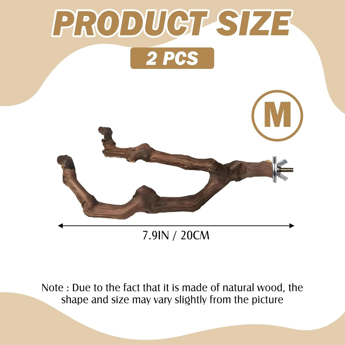 PINVNBY 3 Sizes Natural Parrot Perch Grape Wood Bird Stand Pole - 7.9in - image 2