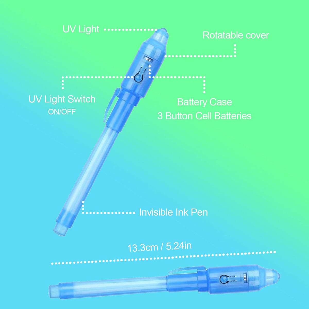 Invisible Ink Pen,14Pcs Spy Pen,Invisible Disappearing Ink Pen with uv Light Fun Activity - 14 - image 3
