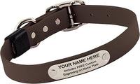 Biothane Custom Dog Collar – Waterproof, Stink-Proof Personalized Collar with Name & Phone Number – Durable, Many Sizes and Colors – Assembled in USA (Chocolate Brown)