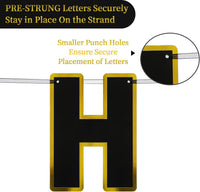 Pre-Strung Happy Birthday Banner - Black Gold - image 4