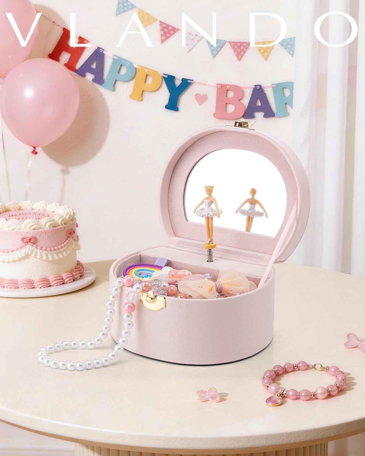 VLANDO Musical Jewelry Box for Girls - A.Light Pink - image 3