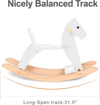 KRAND natural pine kids wooden rocking horse with handrail, backrest and foot pedal - view 11