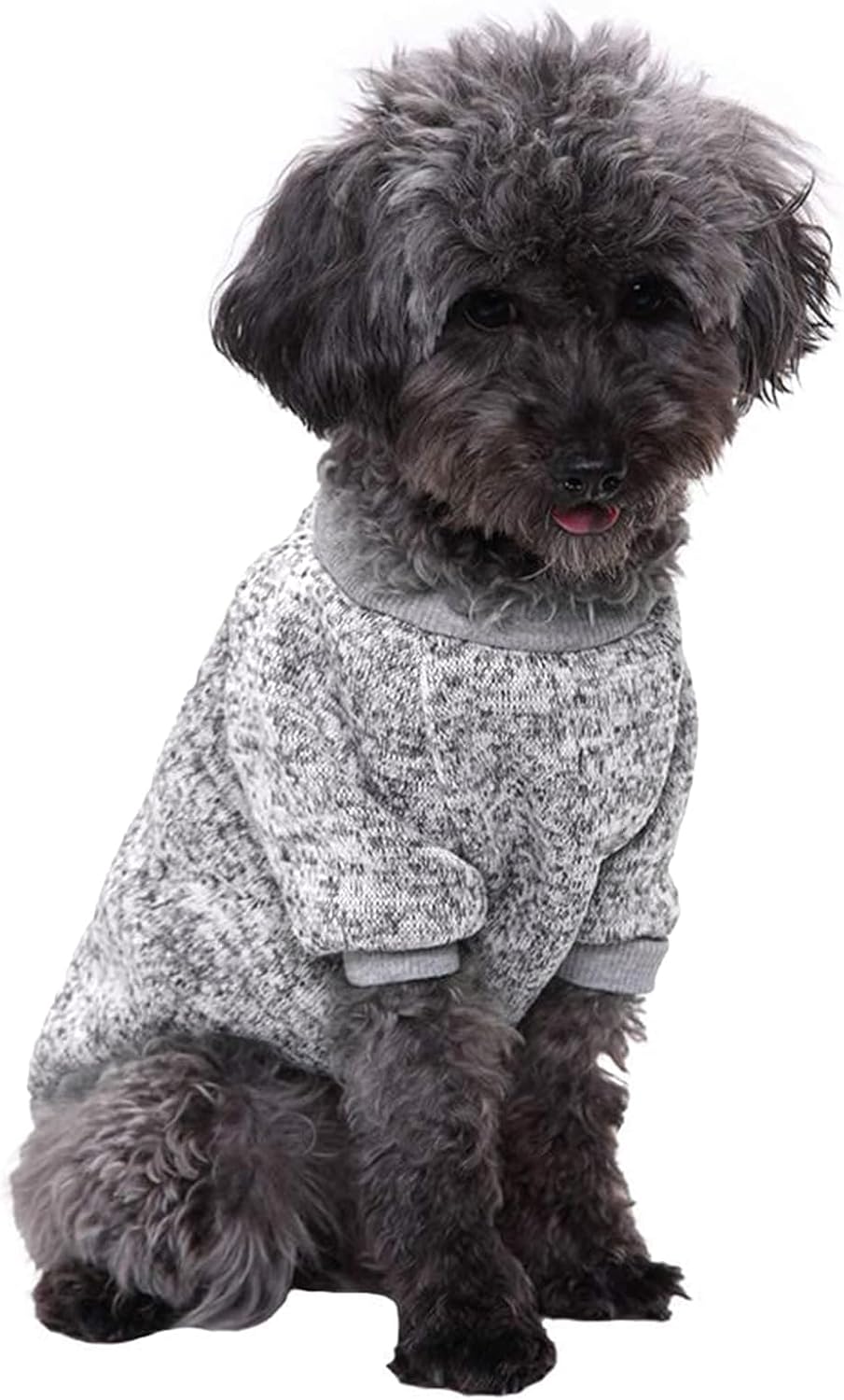 Dog Sweaters for Small Dogs, Soft Fleece Puppy Clothes - Grey / Large - image 3