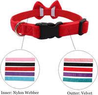 Dog Collar with Bowtie Soft Velvet Material with Quick Release Buckle - M / Red - image 2
