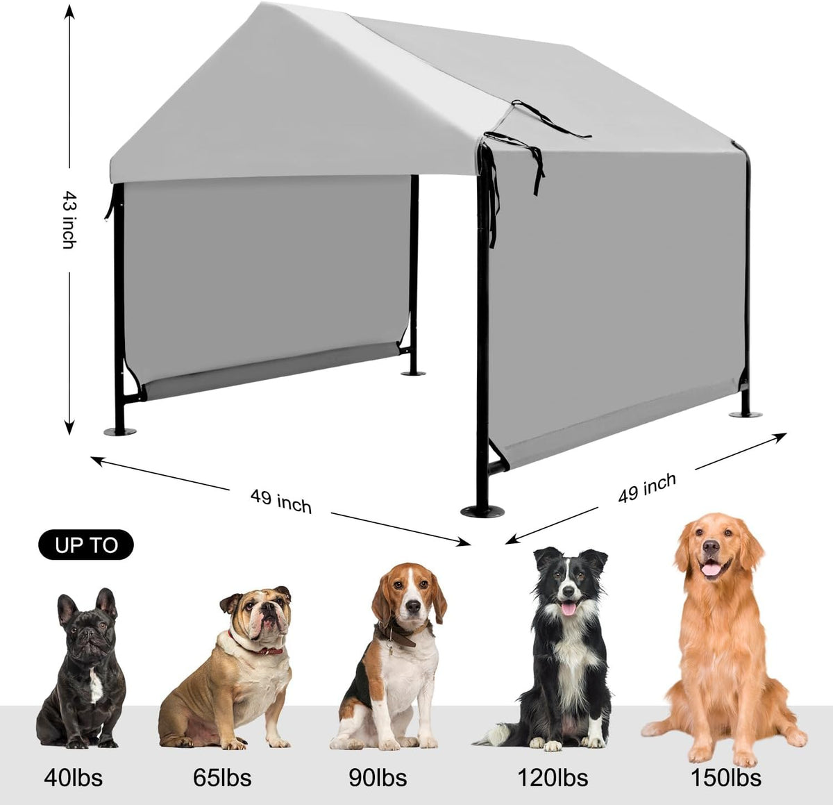 Outdoor Dog House for Large Dogs, XL Pet Tent Weatherproof, Grey – Essentials for Dogs - image 4