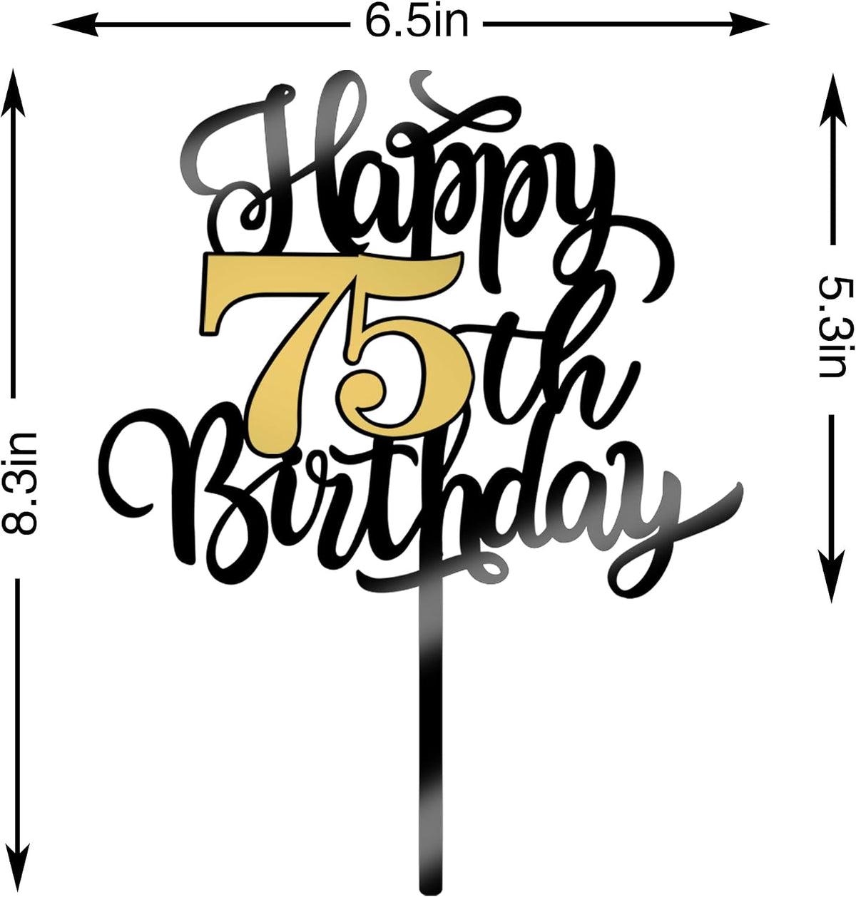 Happy 75th Birthday Cake Topper, 75th Birthday Cake Decorations – Fun for Kids & Family - Acrylic 75 - image 2