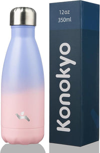 Insulated Water Bottles,12 oz Double Wall Stainless Steel Vacumm Metal Flask for Sports Travel,Pastel Sunset