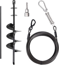 Heavy Duty Dog Tie-Out Cable and Stake for Yard Camping, with 30ft Heavy Duty Cable with Spring, for Small Medium Large Dogs up to 210 lbs, 360°Swivel Dog Run- No Tangle, Spiral Dog Stake