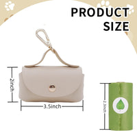 Leather Poop Bag Holder Dispenser for Leash - Beige - image 3