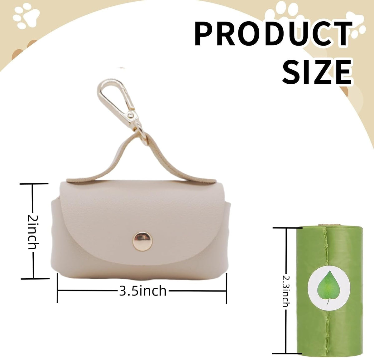Leather Poop Bag Holder Dispenser for Leash - Beige - image 3