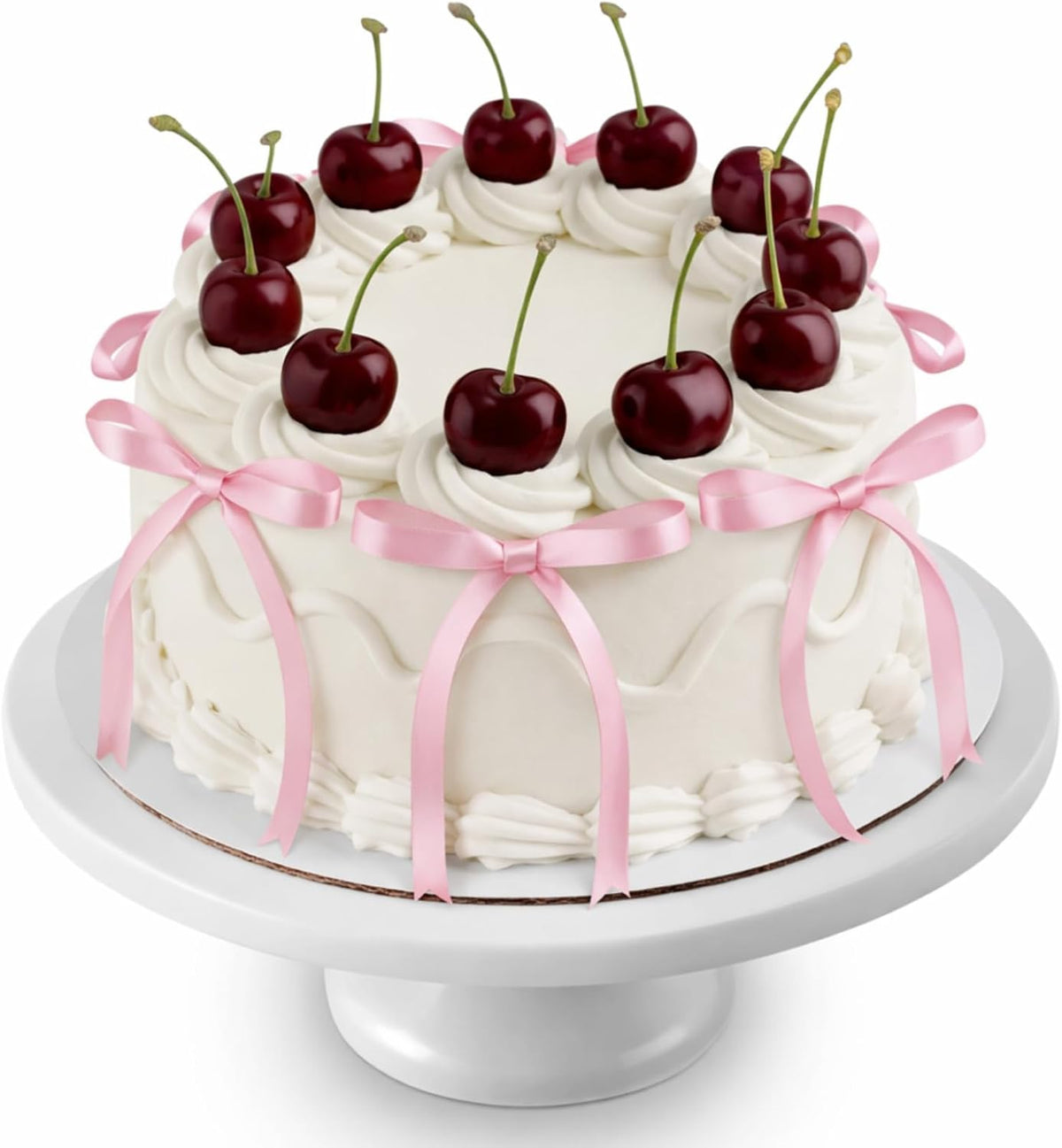 Chunful fake cherry cake toppers with red polyester bows - view 5