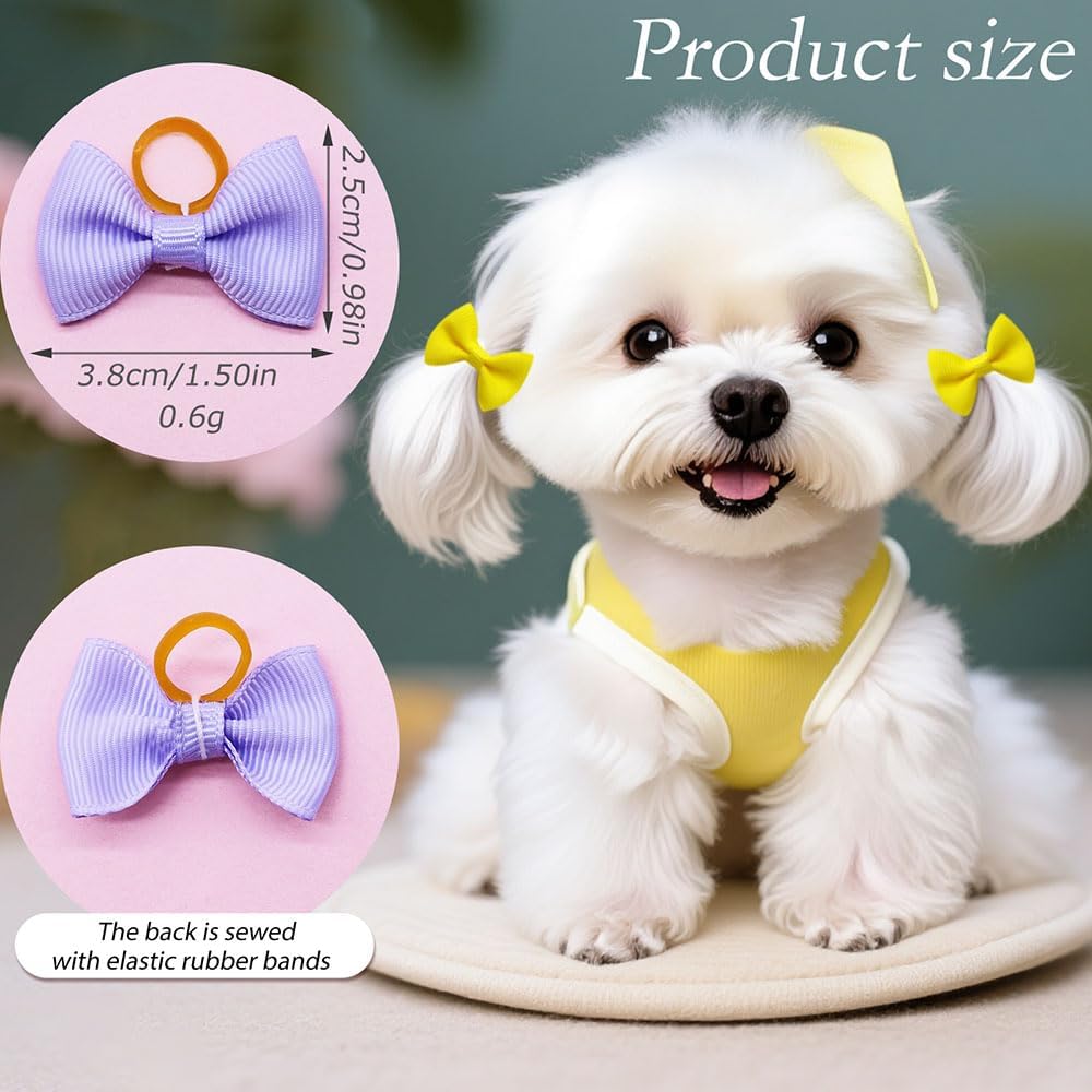 100PCS Small Dog Hair Bows with Rubber Bands for Small Medium Puppies – Essentials for Dogs - image 2
