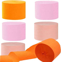 We Moment Dusty Blue Light Blue White Crepe Paper Streamers 1.8 Inch - Orange Pink