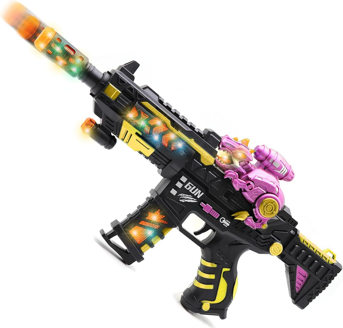 DaoDaoZhu Dinosaur Light Up Toy Gun with Sound Effects - Black-pink