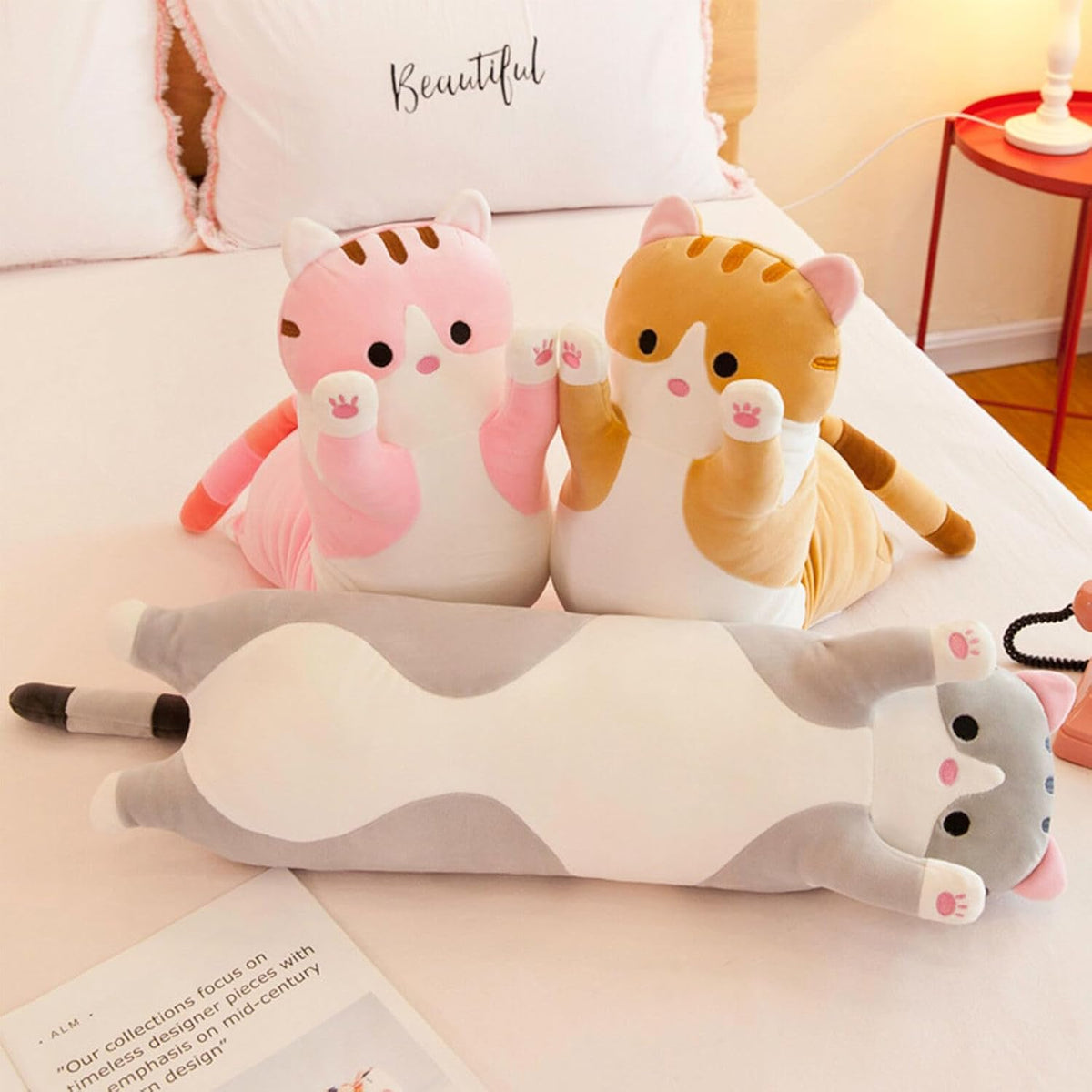 Long Cat Plush Pillow Soft Cat Hugging Pillow Stuffed Animal Pillow - Gray / 59.05 inches - image 3