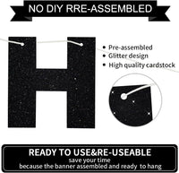 BEISHIDA Pre-Strung Glitter Pink Happy Birthday Banner Party Sign - Black - image 2