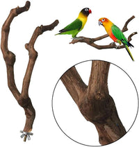 kathson Natural Parrot Perch Bird Stand Pole Wild Grape Stick Paw Grinding Fork Parakeet Climbing Standing Branches Toy Chewable Cage Accessories for Small Budgies Cockatiels Lovebirds 2PCS