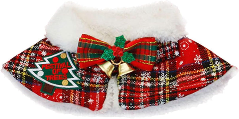 Dog & Cat Christmas Collar Cape • Sherpa Lined & Bells-Pet Apparel-BIG FRENCHIES-Jane's Pet Boutique