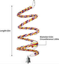 94.4inch Length Colorful Cotton Bendable Rope Perch Swing Bird Chew - 63'x2pcs - image 2
