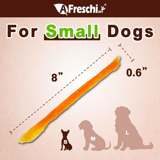 Afreschi Natural Turkey Tendon Strip 10oz, USA-Sourced Turkey Tendon, All Natural Puppy Chew, Hypoallergenic, Rawhide Alternative