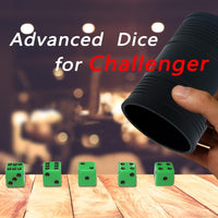 Six Senses Media dice stacking cup set with purple and green dice and a storage bag - view 4