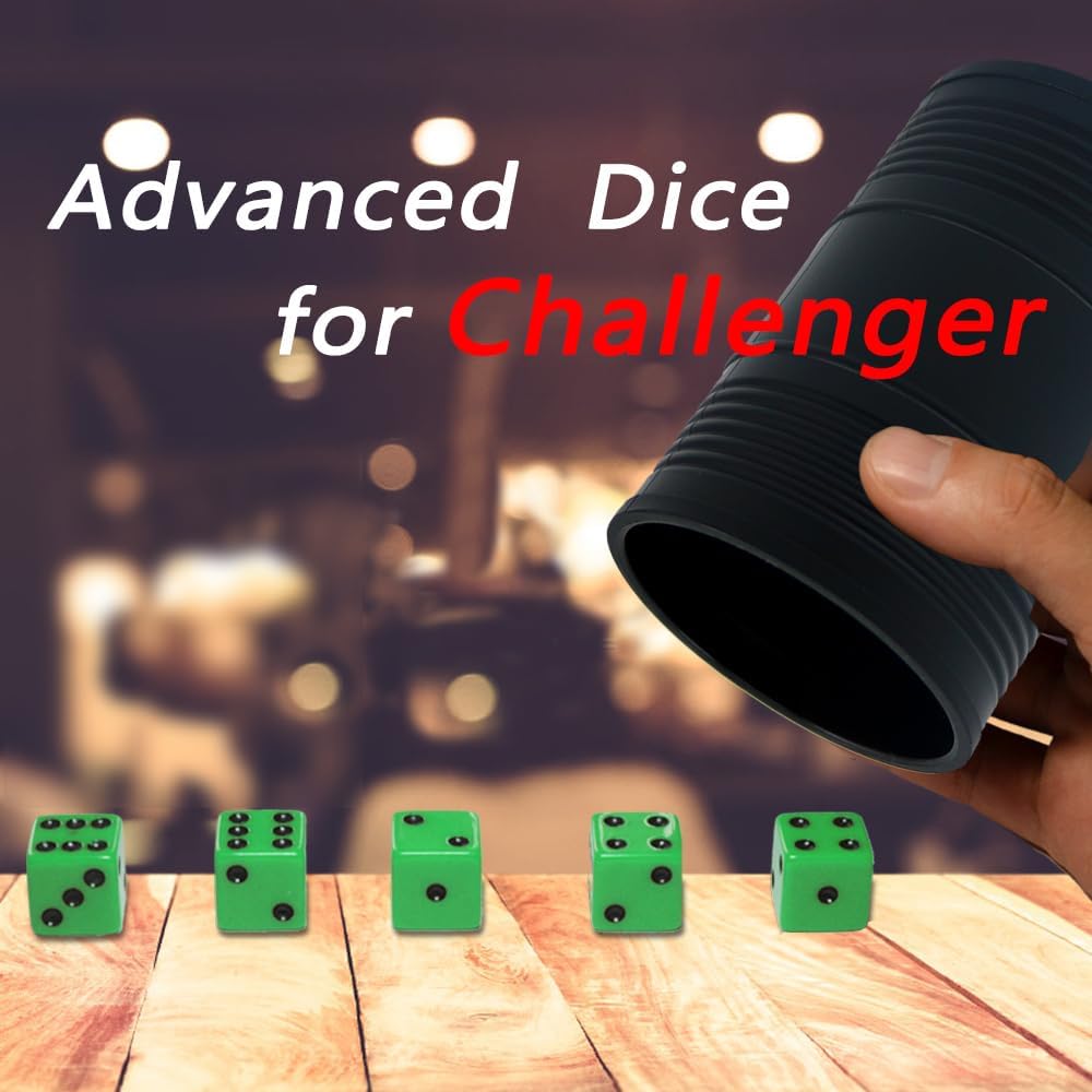 Six Senses Media dice stacking cup set with purple and green dice and a storage bag - view 4