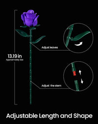 iATOM Black Roses Flower Building Set 3Pack Basket Stuffers Gift - Purple - image 3