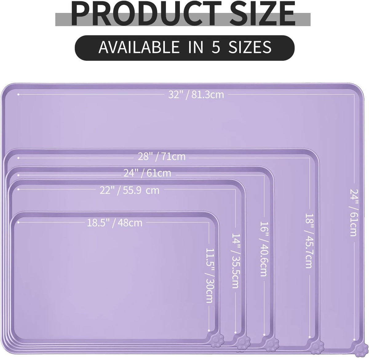 Reopet Silicone Pet Feeding Mat - Lilac Purple / 18.5" x 11.5" - image 2