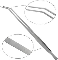 LILYS PET Straight and Bend Stainless Steel Super Thick Tweezers Set,Pliers Aquarium Tool Fish Tank Aquatic Plants Forceps Clip (18.9")