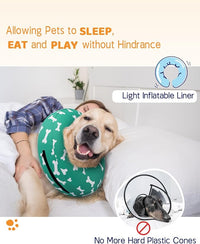 Supet Inflatable Dog Cone Collar for Large Medium Small Dogs, Soft Cone Collar for Dogs Cats, ECollar Doggie Neck Donut Dog Cone Alternative After Surgery